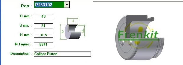 Brake caliper piston front P433102