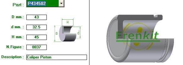 Brake caliper piston rear P434502