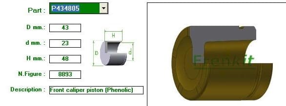 Brake caliper piston rear P434805
