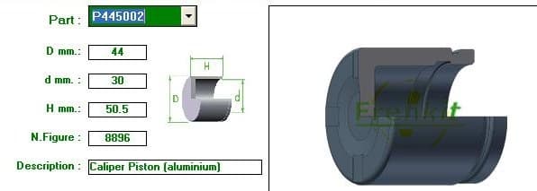 Brake caliper piston rear P445002