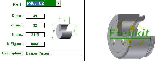 Brake caliper piston front P453102