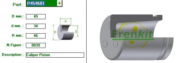 Brake caliper piston front P454601