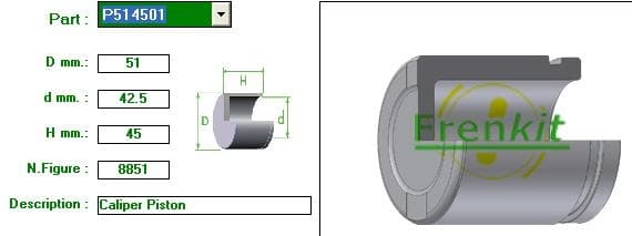 Brake caliper piston front P514501