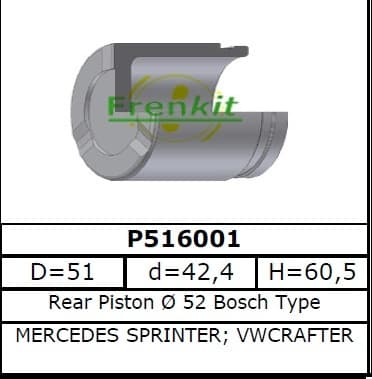 Brake caliper piston rear P516001