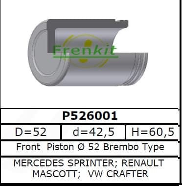 Brake caliper piston front P526001