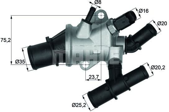 Thermostat, coolant BEHR TI16288