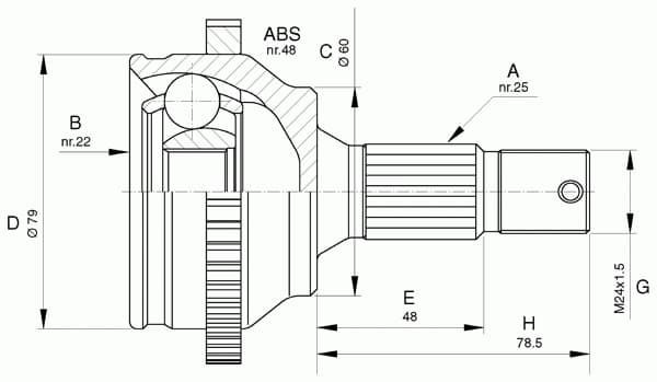 CV joint outer PRJ365