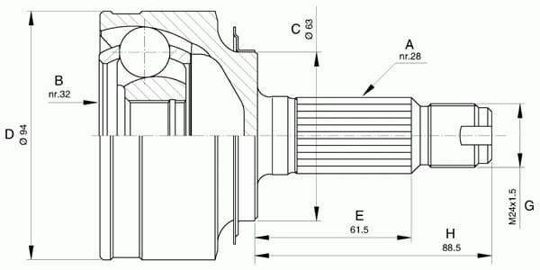 CV joint outer PRJ387
