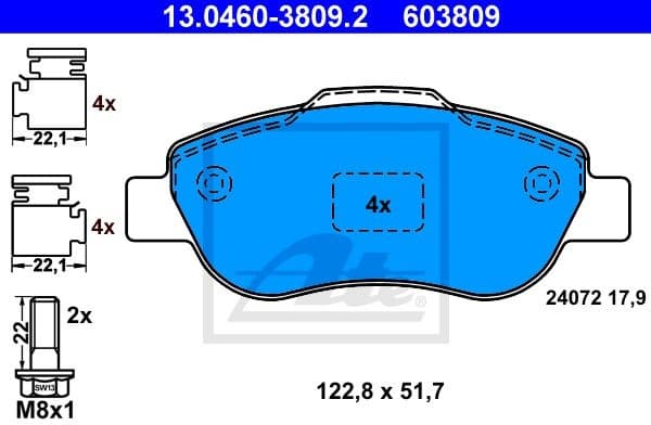 Brake Pad Set, disc brake 13.0460-3809.2