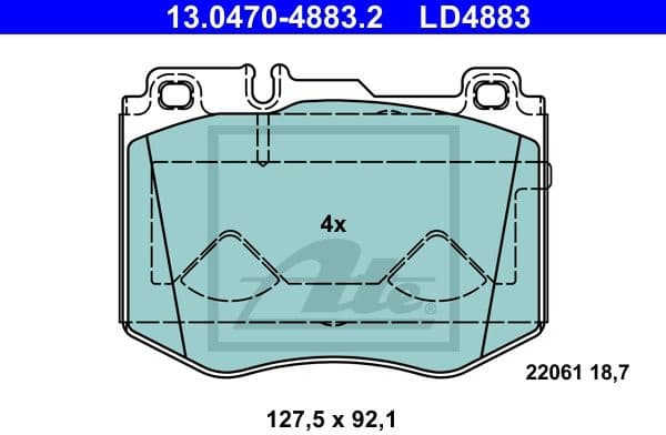 Brake Pad Set, disc brake ATE Ceramic 13.0470-4883.2