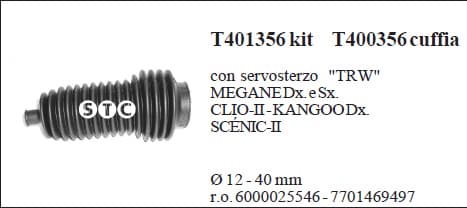 Steering rack boot (gaiter) T400356
