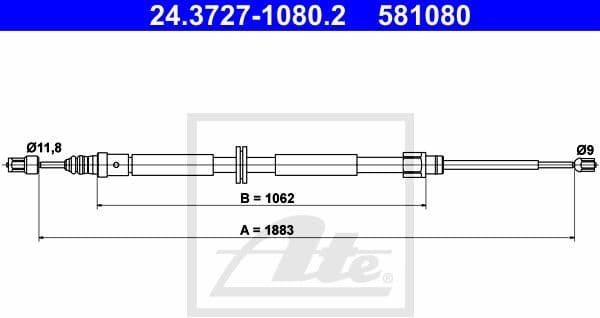 Cable Pull, parking brake 24.3727-1080.2