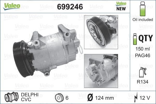 Compressor, air conditioning VALEO CORE-FLEX 699246