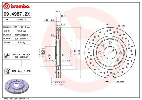 Brake Disc XTRA LINE - Xtra 09.4987.2X