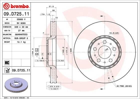 Brake Disc PRIME LINE - UV Coated 09.D725.11