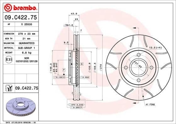 Brake Disc XTRA LINE - Max 09.C422.75