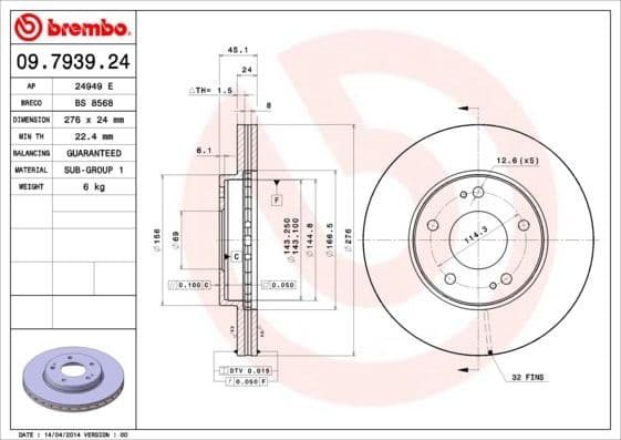 Brake Disc PRIME LINE 09.7939.24