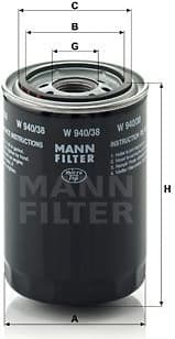 Filter, operating hydraulics W940/38