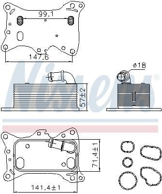 Oil Cooler, engine oil ** FIRST FIT ** 91198