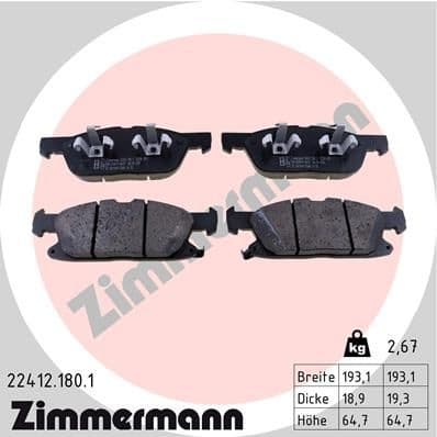 Brake Pad Set, disc brake 22412.180.1