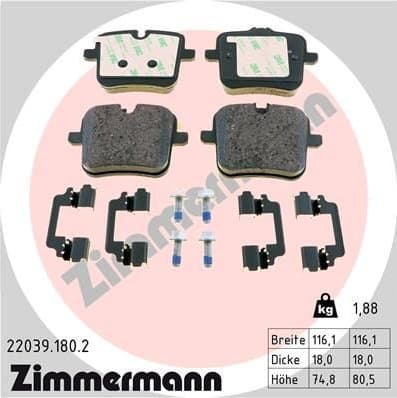 Brake Pad Set, disc brake 22039.180.2