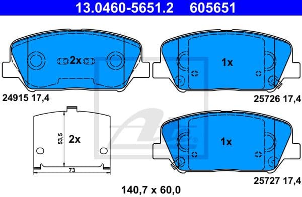 Brake Pad Set, disc brake 13.0460-5651.2