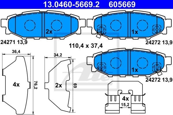 Brake Pad Set, disc brake 13.0460-5669.2