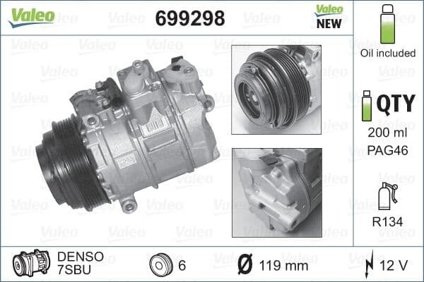 Compressor, air conditioning VALEO CORE-FLEX 699298