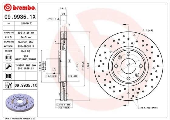 Brake Disc XTRA LINE - Xtra 09.9935.1X