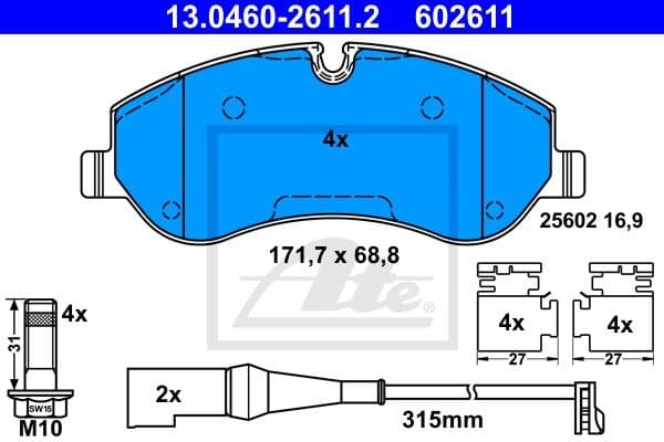 Brake Pad Set, disc brake 13.0460-2611.2