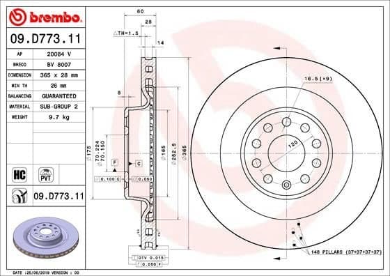 Brake Disc PRIME LINE - UV Coated 09.D773.11