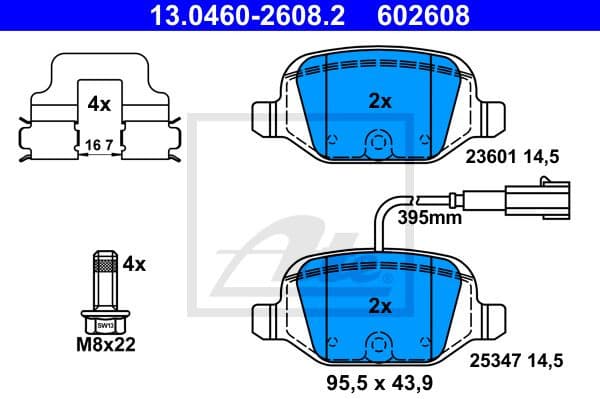 Brake Pad Set, disc brake 13.0460-2608.2