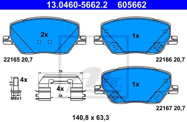 Brake Pad Set, disc brake 13.0460-5662.2