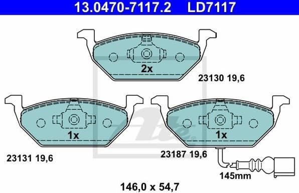 Brake Pad Set, disc brake ATE Ceramic 13.0470-7117.2 - image 3