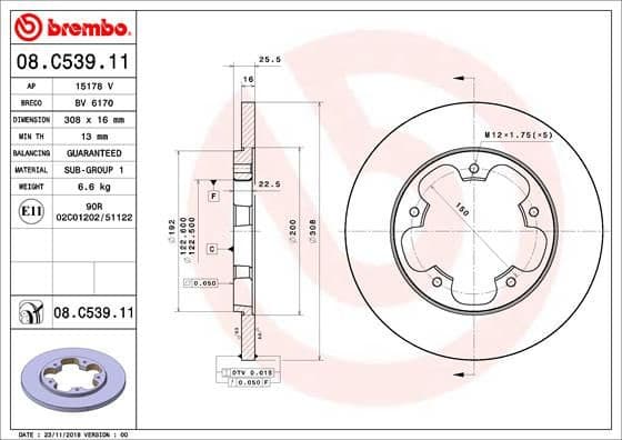 Brake Disc PRIME LINE - UV Coated 08.C539.11