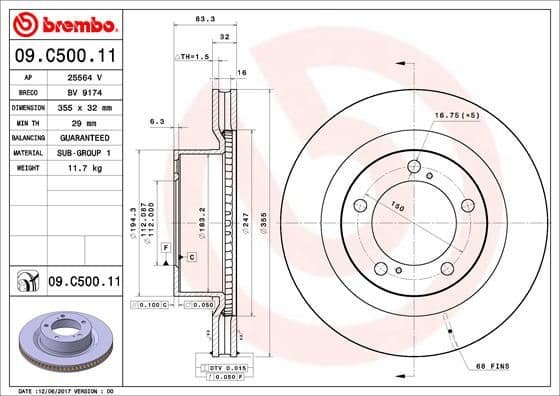 Brake Disc PRIME LINE - UV Coated 09.C500.11