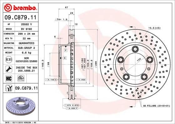 Brake Disc PRIME LINE - UV Coated 09.C879.11