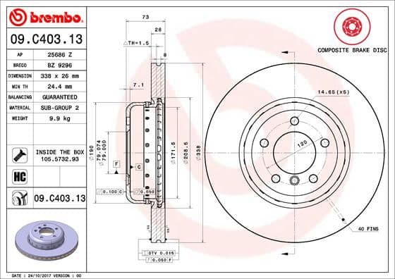 Brake Disc PRIME LINE - Composite 09.C403.13