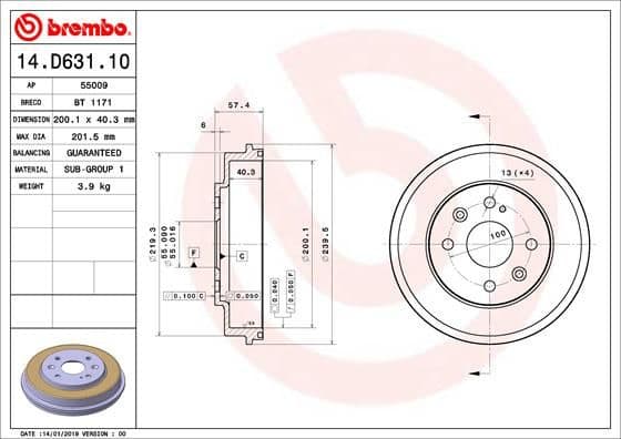Brake Drum ESSENTIAL LINE 14.D631.10