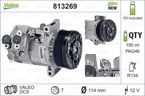 Compressor, air conditioning VALEO ORIGINS NEW OE TECHNOLOGY 813269