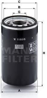 Filter, operating hydraulics W1160/6