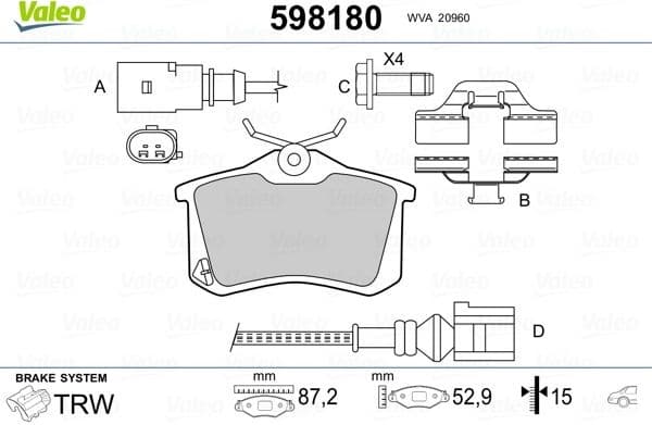 Brake Pad Set, disc brake 598180