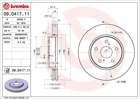 Brake discs kit front (2pcs), Top Quality 09.D417.11