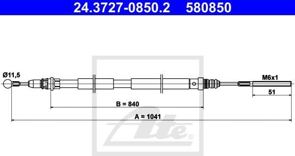 Cable Pull, parking brake 24.3727-0850.2