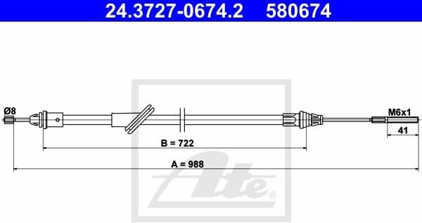 Cable Pull, parking brake 24.3727-0674.2