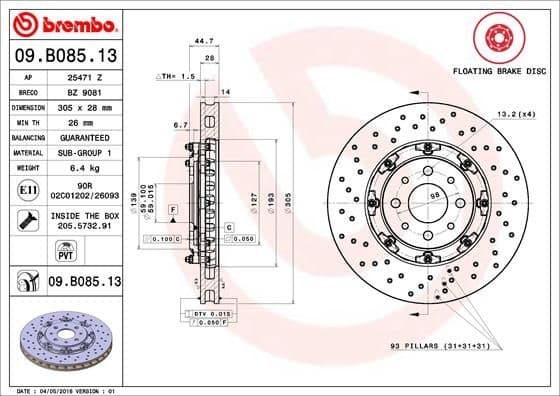 Brake Disc PRIME LINE - Floating 09.B085.13