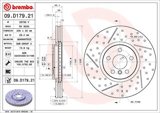 Brake Disc PRIME LINE - UV Coated 09.D179.21