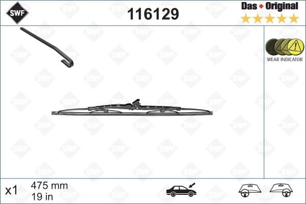Wiper Blade DAS ORIGINAL SINGLE 116129