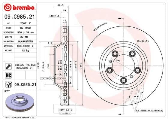 Brake Disc PRIME LINE - UV Coated 09.C985.21