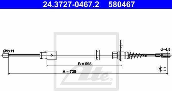Cable Pull, parking brake 24.3727-0467.2